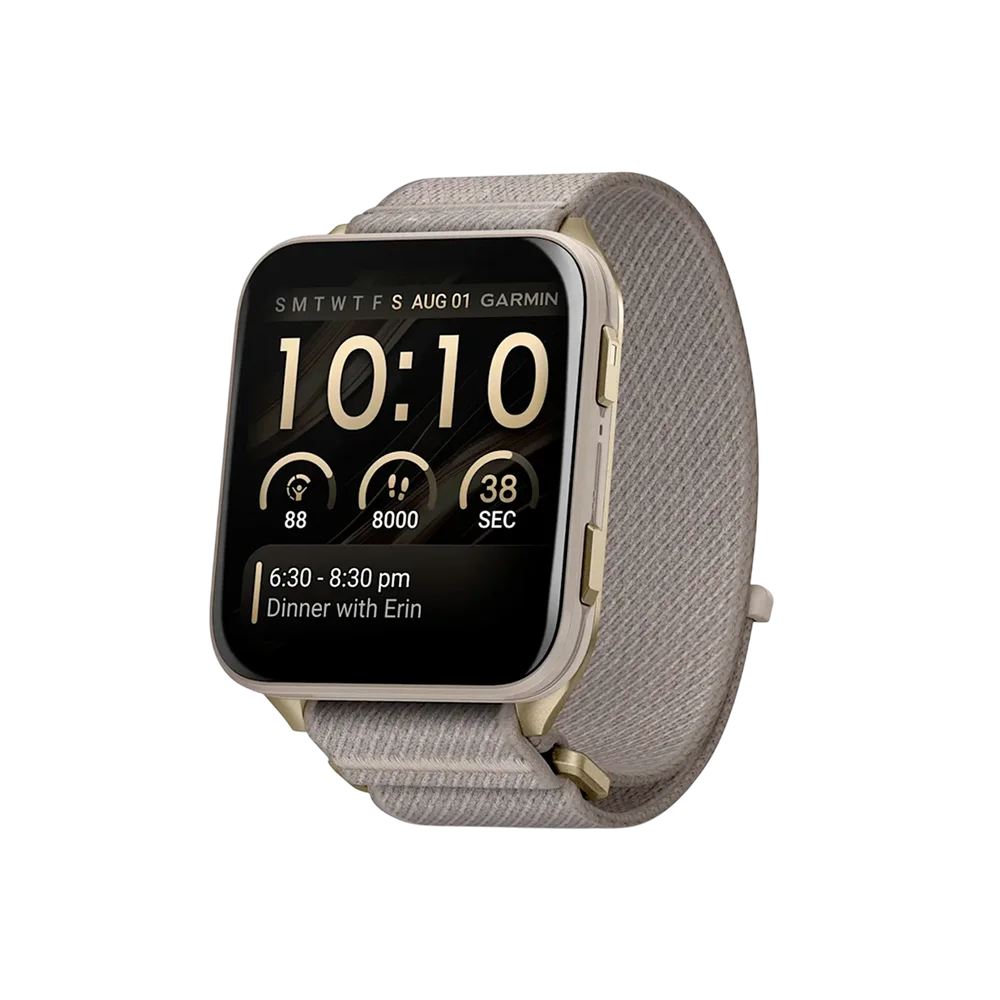 Смарт-годинник Garmin Venu X1 Soft Gold Titanium and French Grey Nylon (010-02980-33/08)
