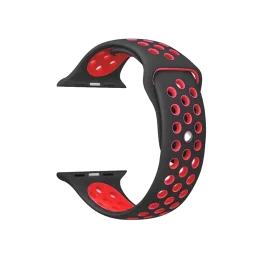 Ремешок для Apple Watch 42/44/45/49mm Sport Band Nike+ Copy Black red/чорно-червоний