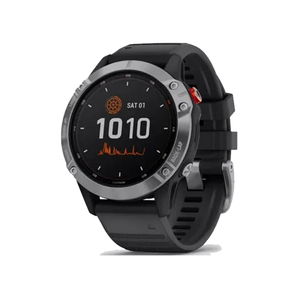 Смарт-часы Garmin Fenix 6 Solar Silver with black band (010-02410-00) | магазин Apple Grokholsky.com — Фото 1
