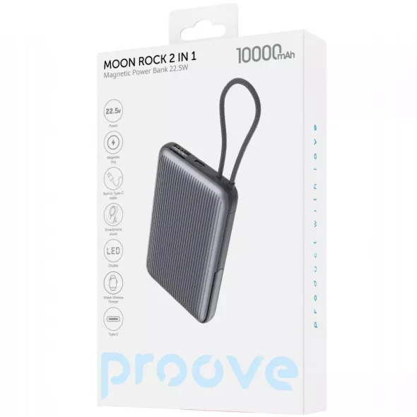 Внешний аккумулятор Power bank Proove Moon Rock 2 in 1 22.5W 10000mAh (Gray) | магазин Apple Grokholsky.com — Фото 2