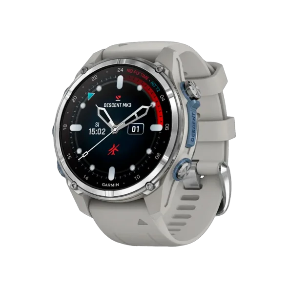 Смарт-часы Garmin Descent Mk3 43 mm Stainless Steel with Fog Gray Silicone Band (010-02753-04/03) | магазин Apple Grokholsky.com — Фото 1