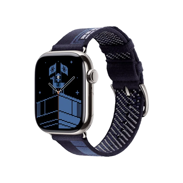 Смарт-годинник Apple Watch Series 11 GPS + Cellular 42mm Silver Tit. Case w. Hermes Bleu Nuit Faubourg (MGKW4+MGHC4) | магазин Apple Grokholsky.com — Фото 1