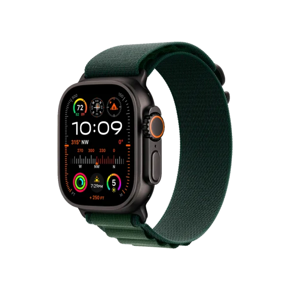Ремінець Apple Alpine Loop Dark Green - Black Titanium Finish для Watch 44/45/46/49mm - Small (MYPQ3) | магазин Apple Grokholsky.com — Фото 3