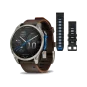 Смарт-годинник Garmin Fenix 8 47mm AMOLED Titanium with Oxford Brown Leather Band (010-02904-31) | магазин Apple Grokholsky.com — Фото 1